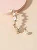 Clip-on Tornillo Volver Pendientes Blanco Con Cuentas Rhinestone Flor Mariposa Oreja Clip Damas Fiesta Cumpleaños Casual Moda 1 ParClip-on