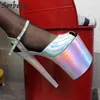 Sorbern 8 in 9 in sandalen holografische slingbacks vrouwen stripper hakken paaldansschoen aangepaste kleuren