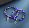 8 mm Turquía Evil Blue Eyes Beads Strands Cadena de pulseras Hombres Mujeres Niños Religiosos Hamsa Hand Hand brazaletes brazaletes joyas hechas a mano