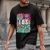 Men's T-Shirts Mens Summer Hawaiian Beach Personality Letter Print Round Neck Short Sleeve T Shirt Apparel ShirtMen's