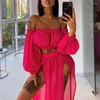 Swimwear féminin Femmes Sexy Bikini Cover-up MAINTRAIRE OFF HAUTS TOP HEUR ROBES DES MODES COUVERTUR