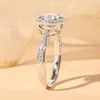Anéis de prata para jóias de moda de moda de alta qualidade zircão de zircão rodada quatro pontas abertas ajustáveis ​​anel