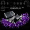 سلاسل 10/20/40 LEDS Halloween Purple Spider String Light Solar/Battery House Garden Yard Party Ledled Led