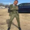 Olive Green 3 Piece Boys Suit Custom Made Slim Fit Kids Formal Wear Fashion Junior Wedding Party Child Tuxedo262J