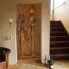 European Style Retro Door Sticker 3D Egyptian Sculpture Wallpaper Living Room Kitchen PVC Waterproof Home Decal Vinyl Mural 220426