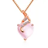 Collana di quarzo rosa per donna collana con pendente in pietra di ibisco naturale catena clavicola femminile collane di cristalli rosa cuore oro rosa