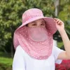 Protetor solar chapéu de verão feminina máscara de rosto de face sun hat big are