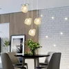 Pendant Lamps Nordic Ice Cube Glass Suspension Luminaire Modern Creative Clear G4 Led Dinning Lamp Bar Restaurant Hanging Light Fixture