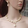 Accessoires de mariage ensembles de bijoux de mariée boucle d'oreille collier ensemble de bijoux avec perle pour les femmes Acero Inoxidable Joyeria Mujer 220726