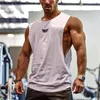 Bodybuilding Tank Tops män sport ärmlös skjorta muskel killar väst fitness drop armhole fasta toppar tees bomull gym singlets 220621