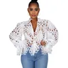 Chemise élégante à manches longues en dentelle et maille ajourée, haut transparent transparent, vêtements Dashiki, chemises africaines pour femmes, 220727