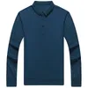 Polos pour hommes Automne Hommes T-shirt à manches longues Chemise à revers Bas d'âge moyen et jeune Couleur unie pour hommes