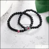 Link Chain Bracelets Jewelry Unisex Casual Matte Beads Hand Link Bracelet 6Mm Alloy Natural Stone Fatima Palm Bangles For Women Men Dhm2E