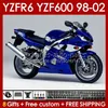 Body Blue Stock Frame för Yamaha YZF-600 YZF R6 R 6 600cc YZFR6 1998 1999 00 01 02 BOODYWORK 145NO.64 YZF 600 CC COWLING YZF-R6 98-02 YZF600 98 99 2000 2001 2002 FAIRING KIT