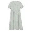 Лето с коротким рукавом платье для беременных моды цветочная вышивка талия беременная женщина хлопковое платье беременность j220628