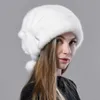 Beretten Russische bont hoed Winter Warm Natural Mink Hats For Women Classic Luxury Caps Earflap Christmas Hatberets