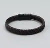 Rétro noir marron tressé en cuir PU 21 cm bracelets porte-bonheur alliage mode bracelet pour hommes fête Club bijoux
