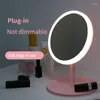 Miroirs compacts de bureau lumineux à trois tons, portable, pliable, cœur de fille, petit avec miroir de vanité éclairé