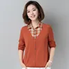 偽のツーピースの新しいシャツとセータースプリングと秋のスプライシングゆるくて多目的な女性用編み物のコートトップトレンド