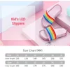 Summer Children's LED Slippers for Girls Slippers PVC Non-Slip Rainbow Lighted Beach Sandals Kids Home Bathroom Flip Flops 220623