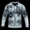 Men's Hoodies & Sweatshirts Tiger Lion Tattoo 3D Print Unisex Spring Hoodie Comfortable Zip Streetwear Sports Pullover Oversized Harajuku To