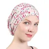 Шапочка шапочка/кепки для черепа женщины атласная крышка для сна сплошной цвет цветочный принт выпадение волос Химиотерапия Упругая широкая полоса Slouchy Beanie