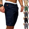 Kargo şortu erkek pamuk bermuda erkek yaz askeri tarzı düz çalışma cep dantel yukarı kısa pantolon gündelik vintage adam 220715