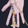 Hanger kettingen yoga boeddha 7 kleur chakra steen roestvrijstalen ketting vrouwen goud lange sieraden gigantilla N1211S04Pendant