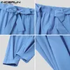 Incerun Mens Fashion Solid Color Pants Trapstring Casual Harem broek Chinomens Losse Wide Leg Pant broek S5XL 7 220815