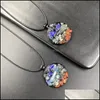 Pendant Necklaces Fashion 7 Chakras Oval Round Shape Natural Healing Stone Crystal Quartz Amethyst Necklace Drop Delivery Carshop2006 Dhf2I