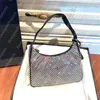 Украшенная атласная мини-сумка Дизайнерская сумка через плечо 2005 нейлоновый бриллиант Хобо меховая женская сумка с кристаллами Плиссированная модная женская сумка Роскошная сумка-мессенджер треугольник