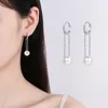 Hoop Huggie Trendy Design S925 Silver Circular Small örhängen Kvinnor Enkel pärlkedja Pendant Party Earring Fashion Jewelhoop