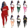 RETAIL 2022 DESIGNER LEGGINGS SET Women Tracksuits 2 Piece Set Printed T Shirt Kort ärmbyxor Pants Suits Jogger Set Fashion Casure Clothing