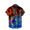 Men's Casual Shirts Summer Men's Vintage Sea Creature Hawaiian Shirt Octopus Whale Print Lapel Cardigan Button Up TMen's