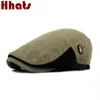 Patchwork tricot béret chapeau vieilles hommes épais chauds chapeau d'hiver plat plongeur bouche bouche de canard printemps automne ajusté pic dropship j220722