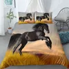 Running Horse 3D Sängkläder Set King Queen Double Full Twin Single Size Säng Linne