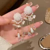 Stud Mwsonya 2022 Trend Crystal Pearl Shell Flowers Drop Earrings For Women Pendant Korea Style Fashion Jewelry Gift Moni22