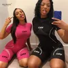 Deux pièces ensemble femmes costumes dames rose tenues d'été fitness crop top biker shorts ensemble femmes survêtement femme correspondant ensemble 220521