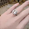 Cluster Rings Exquisite High-end Ladies Pink Zircon Ring Luxury Engagement Wedding 925 Silver Jewelry Bridal Diamond RingCluster Wynn22