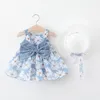 Baby Girls Dresses with Hat 2pcs Clothes Sets Kids Clothes Baby Sleeveless Birthday Party Princess Dress Print Christmas Dress