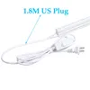 Lamphållare baser 1,8 m EU US Plug T5 T8 Tube 3 -stifttrådar som ansluter kabelkontakt med switch för integrerade LED -rörlampor Lampslamp