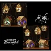 Christmas Decorations LED Light Wooden House Luminous Cabin Merry For Home DIY Xmas Tree Ornaments Kids Gifts YearChristmas