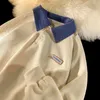 Blue Plaid Sweter Damskie i jesienne luźne guziki retro koreańska wersja Polo Lapel Longsleeved Para Trend INS 220815