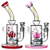 Importé American Color dab rig Rod droit fab narguilés verre bong recycleur 10 pouces tuyau d'eau en nid d'abeille jet perc plates-formes pétrolières barboteur banger