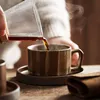 Japansk stil vintage keramik cappuccino kaffekopp och fat set handgjorda personlig anpassad keramik latte konst droppmugg 220621