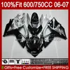 OEM-lichaam voor Suzuki GSXR-600 GSXR750 K6 GSX-R750 06-07 Carrosserie 130NO.5 GSXR 750CC 600CC 750 600 CC GSXR600 06 07 GSXR-750 2006 2007 Injectie Mold Fairing Black Silvery Blk