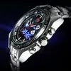 Montres-bracelets TVG acier inoxydable montre hommes militaire bleu binaire LED étanche hommes sport numérique montres Relogio Masculino