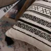 Poduszka/poduszka dekoracyjna Vintage czarna poduszka bawełniana 45x45 cm/30x50 cm z fręgami do dekoracji domowej salonu boho styl stylu