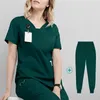 Eithexu Women's Two Piece Pants and Tops Ready to Ship Nurses Scrub Rayon Uniform Medical Shirt Workwear