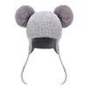 Herbst Winter Baby Beanie Hut Flauschige Niedliche Faux Pelz Pom Kaschmir Wolle Kappe Kinder Im Freien Warme Dicke Doppel Schicht Ohr ventil Beanie J220722